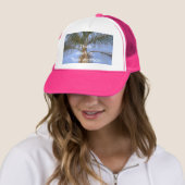 考えバケーションパームツリーユーモアピンクのトラック運転手ハット キャップ (インサイチュ)