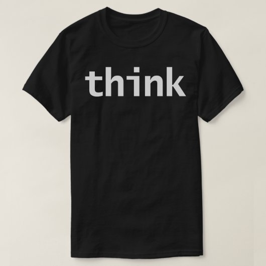 考えミニマルタイポグラフィ白文字 Tシャツ (デザイン正面)