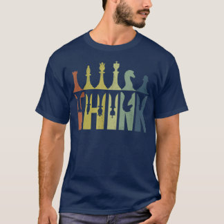考えレトロヴィンテージチェス駒プレーヤーのギフトチェス Tシャツ