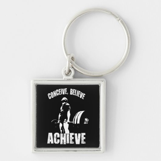 考え信じる、達成 – トレーニングやる気を起こさせる キーホルダー (正面)