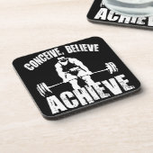 考え信じる、達成 – トレーニングやる気を起こさせる コースター (左側)