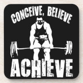 考え信じる、達成 – トレーニングやる気を起こさせる コースター (正面)