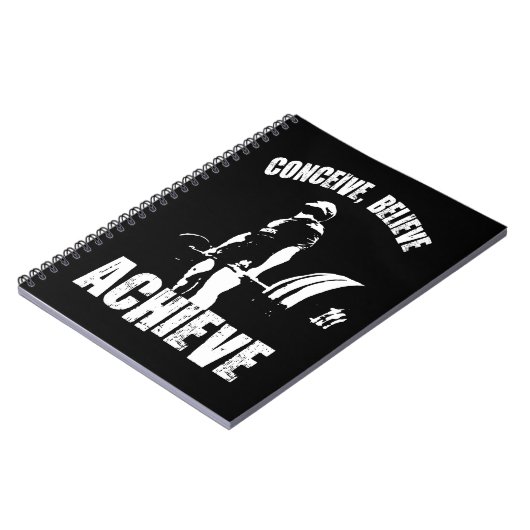 考え信じる、達成 – トレーニングやる気を起こさせる ノートブック (左側)