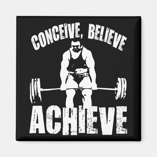 考え信じる、達成 – トレーニングやる気を起こさせる マグネット (正面)