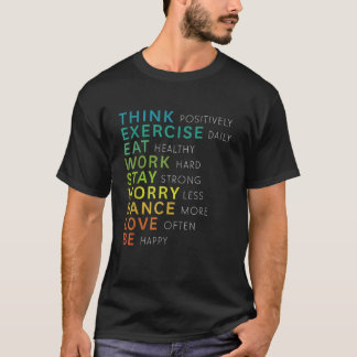 考え前向きの感動的動機 Tシャツ