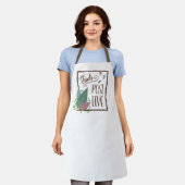 考え前向きモモチベーション エプロン (着用した状態)