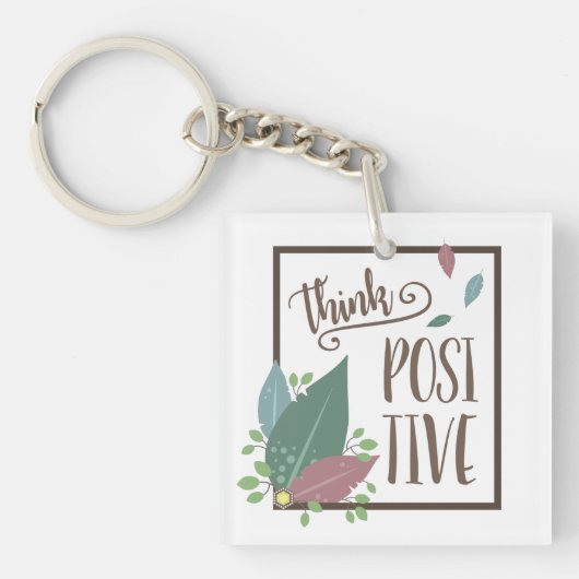 考え前向きモモチベーション キーホルダー (正面)