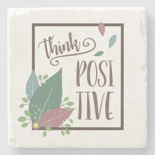 考え前向きモモチベーション ストーンコースター (正面)
