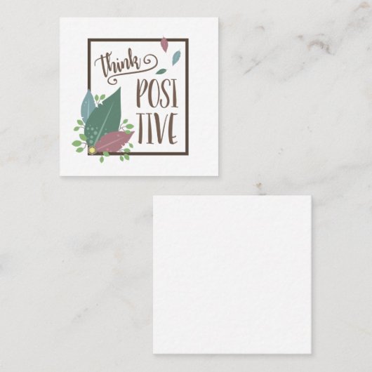 考え前向き動機付け引用文 スクエア名刺 (正面/裏面)