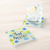 考え前向き ガラスコースター (アングル)