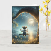 考え君のテディベア カード (黄色い花)