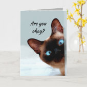 考え君の猫おもしろいがあなたはOK カード (黄色い花)