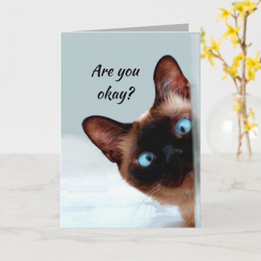 考え君の猫おもしろいがあなたはOK カード (黄色い花)