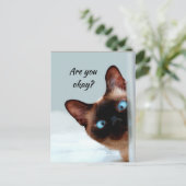 考え君の猫おもしろいがあなたはOK ポストカード (スタンド正面)