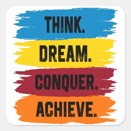 考え夢、勝利、達成目標ボタン スクエアシール (正面)