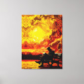 考え失った – 太陽の日没の反射 キャンバスプリント (正面)