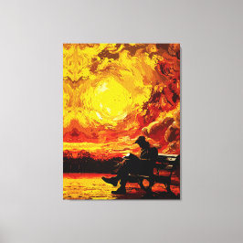 考え失った – 太陽の日没の反射 キャンバスプリント