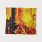 考え失った – 太陽の日没の反射 タペストリー (正面(横))