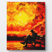 考え失った – 太陽の日没の反射 フォトプラーク (正面)