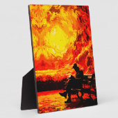 考え失った – 太陽の日没の反射 フォトプラーク (側面)