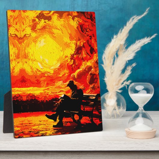 考え失った – 太陽の日没の反射 フォトプラーク (側面)