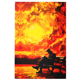 考え失った – 太陽の日没の反射 メタルプリント