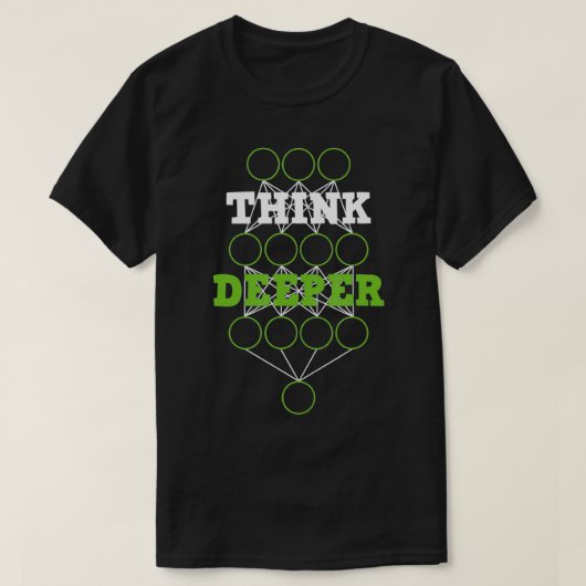 考え深い人工知能ニューラルネットワーク Tシャツ (デザイン正面)