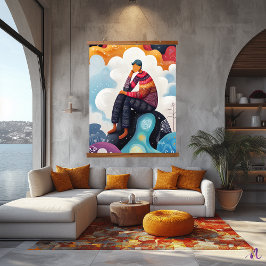 考え直した思想家：抽象芸術モダンアート 吊り下げ型タペストリー