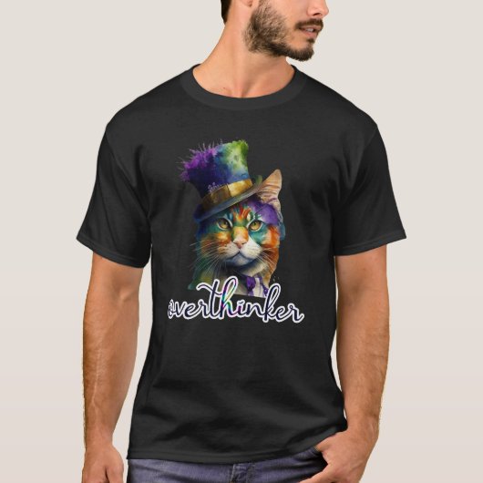 考え過ぎた猫ミーム過激なギフトクリスマス Tシャツ (正面)
