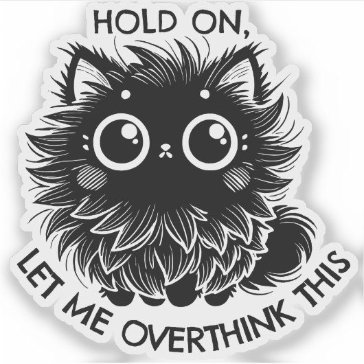 考え過ぎた猫 シール (正面)