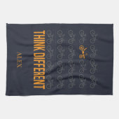 考え違う逆曲バイクもしくは自転車に乗る人パーソナライズされた周期 キッチンタオル (横)