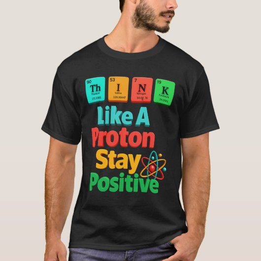 考え陽子の停電科学前向きの要素 Tシャツ (正面)
