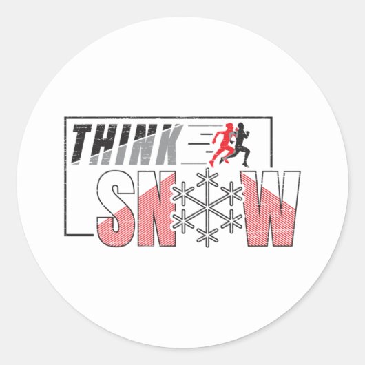 考え雪 – おもしろい Hot Weatherランニング's ラウンドシール (正面)
