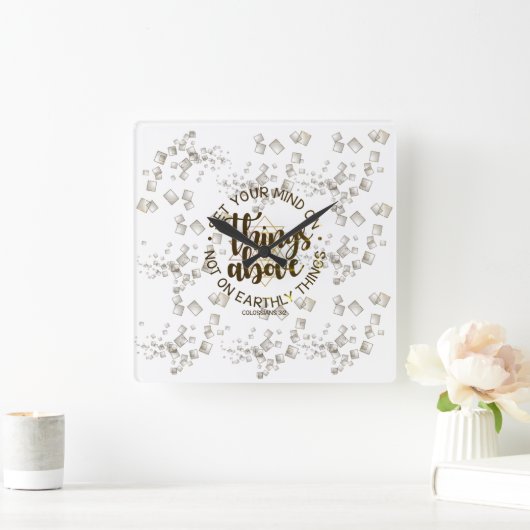 考え スクエア壁時計 (ホーム)