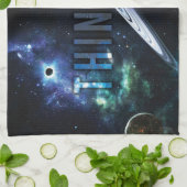 考えBIG -宇宙とユニバースやる気を起こさせる キッチンタオル (折り畳み)