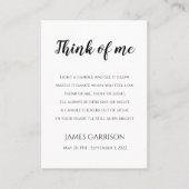 考えOf Meお祝いLife Memorial Candle プレイスカード (正面)