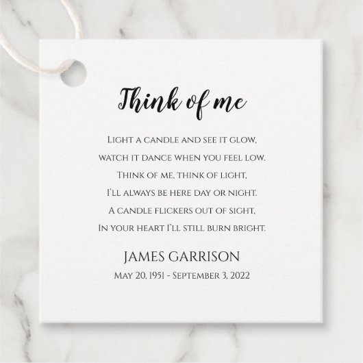 考えOf Meお祝いPhoto Candle フェイバータグ (正面)