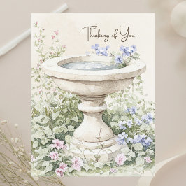 考えOf You Water Color Birdbath in Garden シーズンポストカード