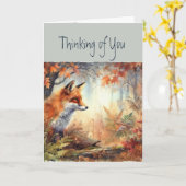 考えs of youキツネ動物野生動物自然アート カード (黄色い花)