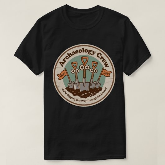 考古学クルーの歴史発掘が楽しい Tシャツ (デザイン正面)