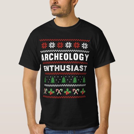 考古学愛好家の醜いクリスマスセーターの贈り物 Tシャツ (正面)