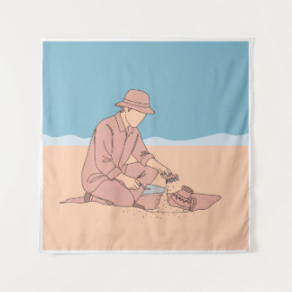 考古学者シンプルの一行美術継続 タペストリー