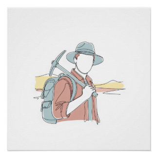 考古学者シンプルの一行美術継続 ポスター