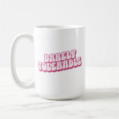 「耐えきれない」ピンクのジェーン・オースティンインスパイア コーヒーマグカップ (左)