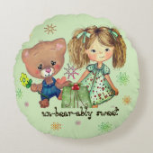 耐えられない甘い女の子とテディベア ラウンドクッション (正面)