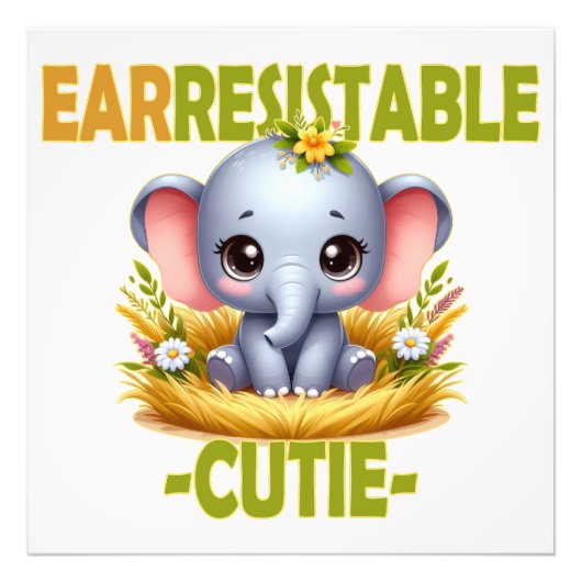 耐かわいこちゃんおもしろいパン。ベビーゾウ漫画 フォトプリント (正面)