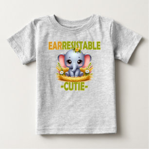 耐かわいこちゃんおもしろいパン。ベビーゾウ漫画 ベビーTシャツ