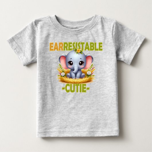 耐かわいこちゃんおもしろいパン。ベビーゾウ漫画 ベビーTシャツ (正面)