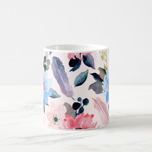 耐水性の花：優雅さのカップフローラ コーヒーマグカップ (中央)