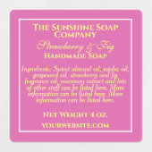 耐水性ピンク黄色せっけん化粧料成分 ラベル (デザイン1)